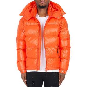 2025 High Street Style hommes vestes d'hiver couleur Orange bouffant à capuche imperméable Polyester col montant avec poches - Product Image 3
