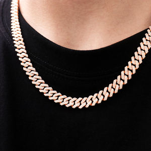 สร้อยคิวบาลิงค์แบบฝังเพชร VVS โมอิสซาไนต์สังเคราะห์ เงินแท้ 925 ชุบทอง สร้อยฮิปฮอป - Product Image 2