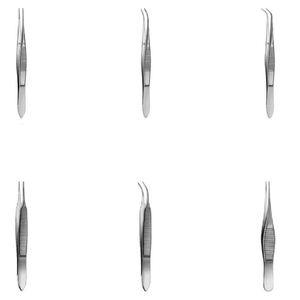 Pinzas Iris Rectas de 0.7mm con Dientes, Pinzas Iris de 10cm, Pinzas Iris Curvas con Dientes, Fabricadas en Acero - Product Image 1