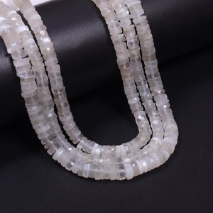 Natural White Moonstone Faceted <b>Heishi</b> Tyre Shape Loose Gemstone <b>Beads</b> 6-7mm Flat Wheel <b>Beads</b> for Jewelry Making by Manufacturer - Product Image 1