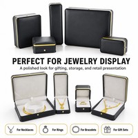 Großhandel Fabrik Schmuckbox Leder-Schmuckreisebox Schwarze Schmuckbox mit individuellem Logo für Ring-, Ohrring- und Halskettenverpackung