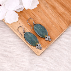 Boucles d'oreilles en Ruthénium Noir à Vente Chaude, Boucles d'oreilles en Agate Sanguine, Boucles d'oreilles Bohèmes à la Mode, Fabricant en Gros - Product Image 3