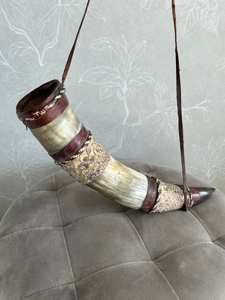 Hand-polished Carved <b>Viking</b> Drinking <b>Horn</b> with Leather Strap Eco-Friendly Portable for Festivals and Outdoor Celebrations - Product Image 6