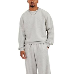 Sudadera de cuello redondo para hombre con logotipo personalizado al por mayor, chándal apilado para correr, chándal de cuello redondo de peso pesado para hombre, novedad de 2025 - Product Image 4