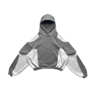 Sweat-shirt à capuche pour homme, col rond, décontracté, surdimensionné, logo personnalisé OEM en gros - Tissu tricoté respirant et écologique 340g - Product Image 1