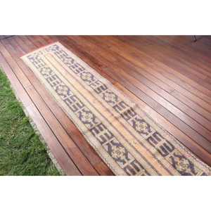 พรมตุรกีวินเทจขนาด 1.9x10.8 ฟุต, พรมปูพื้น, พรมลายตะวันออกสีน้ำเงิน - Product Image 3