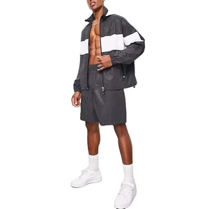 Offre Spéciale Survêtement en polyester pour hommes avec logo personnalisé coupe-vent à blocs de couleurs et 2 shorts Impression personnalisée Grande taille - Product Image 1