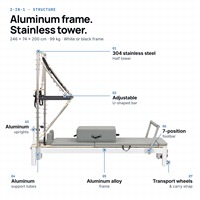 Barre de repose-pieds réglable professionnelle en aluminium avec 14 ressorts musicaux pour Reformer Pilates demi-tourneur, équipement de gym à domicile