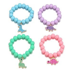 Summer Cute Pink Quartz Animal Charm <b>Bracelets</b> for Kids <b>Gold</b> Plated Resin <b>Beads</b> Pendant <b>Bracelets</b> Kid-Friendly Gifts(4 Pcs) - Product Image 3