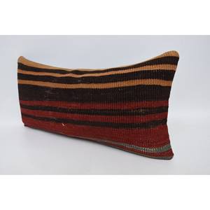 Brown Wool Kilim 18x18 Luxury <b>Bolster</b> <b>Pillow</b> 12x24 Inches Woven Vintage Floral Print Non-Slip Eco-Friendly Removable Washable - Product Image 4