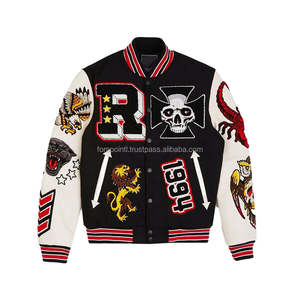 เสื้อแจ็คเก็ต Letterman ทนทาน แขนหนัง ตัวเสื้อทำจากผ้าขนสัตว์ ติดกระดุมด้านหน้า แต่งขอบแบบริบ  ลำลอง สไตล์นักศึกษา ใส่ได้ทุกวัน โรงงานรับผลิตแบบ OEM ODM - Product Image 5