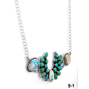 Collier artisanal perlé de style sud-ouest, mélange de turquoise et d'argent sterling - Product Image 3