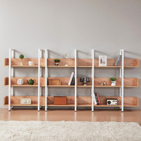 Étagère à livres multi-niveaux en bois et métal, style industriel moderne, hauteur réglable, pour l'école et le rangement du salon à domicile