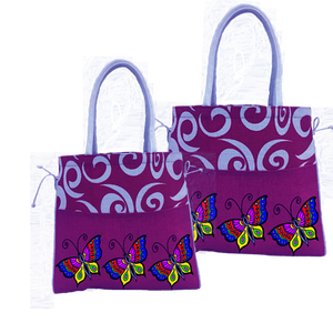 กระเป๋าช็อปปิ้งกระเป๋าผ้าปอกระเจาพิมพ์ลายผีเสื้อกระเป๋าทอหูหิ้วสำหรับผลิตในประเทศอินเดียตะวันตก - Product Image 5