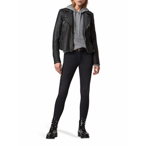 Veste en cuir pour femmes en gros, veste en cuir à manches longues unie pour femme, logo de conception OEM, vestes en cuir respirantes pour femmes - Product Image 4