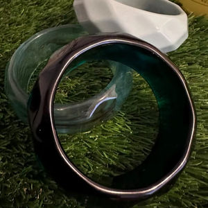 Square Resin Bangles Square Acrylic Stackable <b>Bracelets</b>, Funky Chunky Bangle Set, 90s <b>Inspired</b> Statement Jewelry - Product Image 1