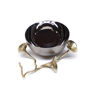 Vente directe d'usine bols de service en acier au design moderne avec fleurs dorées bols à fruits et à salade ronds pour la décoration intérieure - Product Image 3