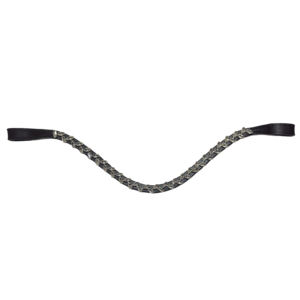 Bandeau de tête incurvé en cuir noir avec motif de feuille de cristal transparent, taille et emballage personnalisables, qualité certifiée A+ - Product Image 4