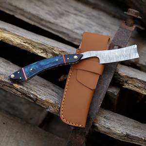 Rasoir droit en acier damas fait à la main personnalisé Groomsman couteaux de soins du visage manche en bois bricolage barbiers de qualité prêt à raser OEM - Product Image 2