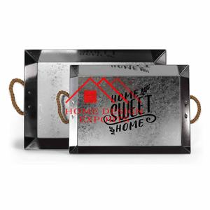 Accueil Hôtels et restaurants Plateau de service vintage pour fruits Centre de table Plateau de service imprimé en émail galvanisé avec poignée - Product Image 3