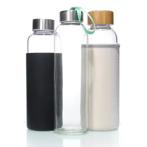 Hoge Kwaliteit Heldere 550Ml Borosilicaat Glazen Waterfles Sport Drinkfles Met Mouw