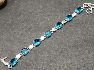 Nueva y Hermosa Pulsera de Topacio Azul, Hecha a Mano, Chapada en Plata, Joyería Única, Regalo para Mujer, Elegante Pulsera de Topacio - Product Image 3