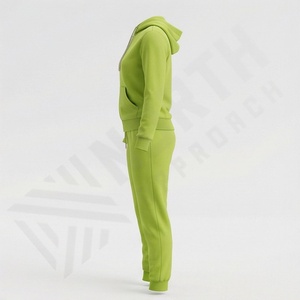 Ensemble de survêtement deux pièces pour femmes, automne-hiver, sweat-shirts streetwear, qualité supérieure, fermeture éclair, tenue de jogging à capuche, couleur personnalisée - Product Image 3