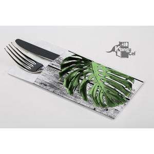 Servilletas de bolsillo Kanguro blancas de 40x40cm con estampado Havana, 960 unidades, B2B - Product Image 1