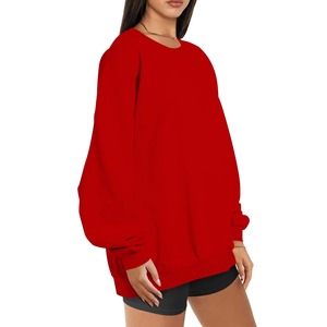 Sweat-shirt pour femme à col montant, coupe ample et oversize, manches longues, en molleton doux, chaud, en coton respirant, pour l'automne/hiver, usage quotidien, devant - Product Image 2