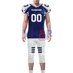 Uniformes de football américain pour hommes, sublimés, de haute qualité, 100 % polyester, respirants, anti-transpiration et antibactériens, vente en gros - Product Image 2