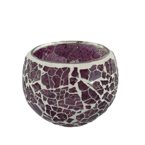 Bougeoir en mosaïque de couleur violette votive ronde décorative en verre pour la maison et la décoration de table personnalisée - Product Image 1