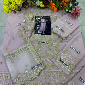 Vestido de mujer pakistaní Shalwar Kameez, 3 piezas, camisa bordada de 4 estaciones para mujer, pantalón con traje de Organza Dupatta - Product Image 2