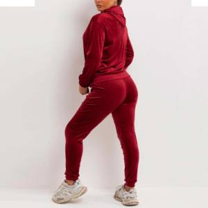 Vente en gros Ensemble de survêtements en velours 100% coton de meilleure qualité pour femmes, personnalisé, décontracté, deux pièces, en velours, coupe ajustée, pour filles - Product Image 3