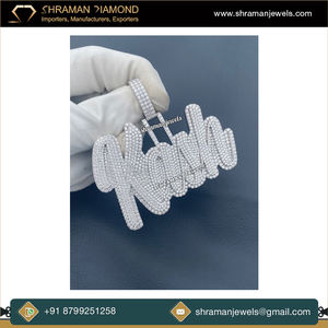 Gama exclusiva de Plata de Ley 925 de alta calidad 14,11 TCW 2 capas Iced KASH Letter Custom Moissanite Diamond Pendant 2nd Tier - Product Image 4