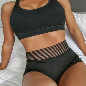 Nouveaux shorts de sport décontractés taille haute pour femmes 2025 avec coutures respirantes confortables et design contrasté aux hanches - Product Image 2