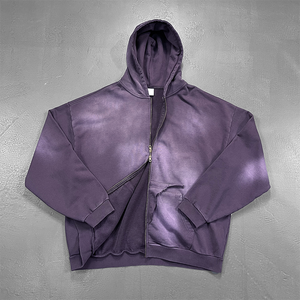 Oversized Zipper Hoodies Oversized Zip Hoodie Custom Acid Wash Heavyweight Cotton Zip up Hoodie - Product Image 6