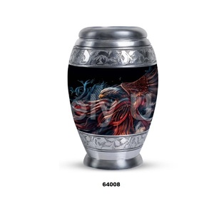 Urne adulte de crémation de souvenir d'oiseau d'aigle en aluminium de vente chaude pour la petite urne décorative de cendres humaines avec le sac gratuit de velours - Product Image 1