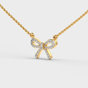 Wholesale 18K Gold Plated <b>Bow</b> Pendant Necklace for Women Luxury CZ Diamond Ribbon Necklace Custom Fine Jewelry <b>Gift</b> - Product Image 2