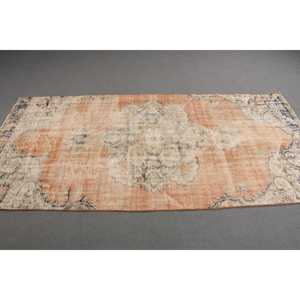 Turkish Area Rug 4.1x8.5 ft, Vintage <b>Brown</b> Oriental <b>Wool</b> Rug - Product Image 2