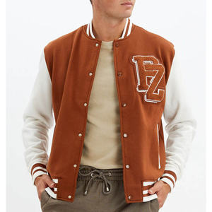 Veste de baseball décontractée d'automne à col montant et fermeture éclair, veste universitaire de baseball pour hommes - Product Image 6