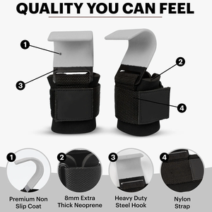 Ganchos de levantamiento de pesas Correas de muñeca de levantamiento de alta resistencia Soporte de agarre de mano para Deadlifts Pull Ups Ganchos de levantamiento de pesas - Product Image 4