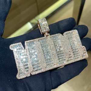 Rond & Baguette Cut Ice Out VVS Moissanite Diamant Pendentif Hip-Hop Bijoux Pendentif Cadeau De Mariage Pour Hommes En Argent Sterling 925 - Product Image 1