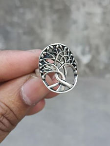 แหวนเงินสเตอร์ลิง925แฟชั่นสำหรับผู้หญิงเครื่องประดับเงินทันสมัยดีไซน์ต้นไม้ไม่ซ้ำใครส่งออกเครื่องประดับตามความต้องการ - Product Image 3