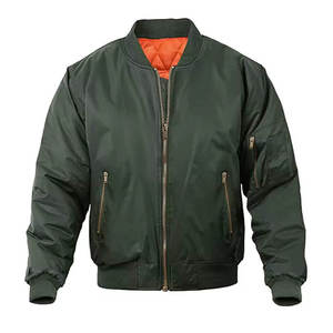 Chaqueta Bomber Acolchada para Hombre, Naranja y Verde, Cuello Alto, Cierre Completo, Resistente al Viento, Ropa de Invierno Informal, Relleno de Poliéster - Product Image 1