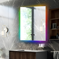 Cermin kamar mandi pintar, lampu led dengan cermin RGB sakelar sensor sentuh