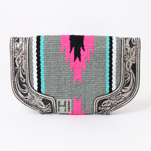 Portefeuille à trois volets en cuir de vachette western pour femme, avec rabat magnétique, poche zippée, porte-cartes multiples, pochette - Product Image 5