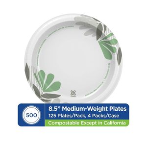 Assiettes en papier Dixie Pathways de 8,5 pouces, poids moyen, vert bordeaux, 125 par paquet, 4 paquets par boîte, 500 assiettes (UX9WS) - Product Image 3