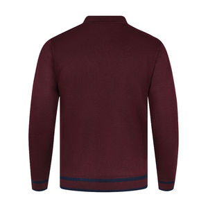 Traje personalizable de algodón granate para hombre, transpirable, antiarrugas, de gran tamaño, con cremallera completa, suéter con patrón sólido, logotipo frontal liso - Product Image 4