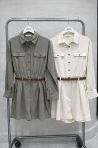 ชุดเดรสสั้นผู้หญิงลำลองสำหรับฤดูร้อน สีพื้น แฟชั่นทันสมัย ใส่ได้ทุกวัน คอลเลคชั่นบูติก – ส่งออกจากตุรกี - Product Image 2