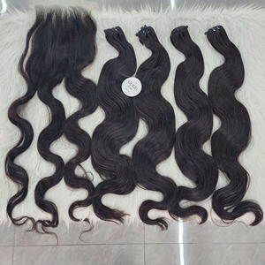 100% Virgin Vietnamese Raw Hair Machine Double Weft Bundles HD <b>Lace</b> <b>Closure</b> Natural Color Body Wave Style - Product Image 1